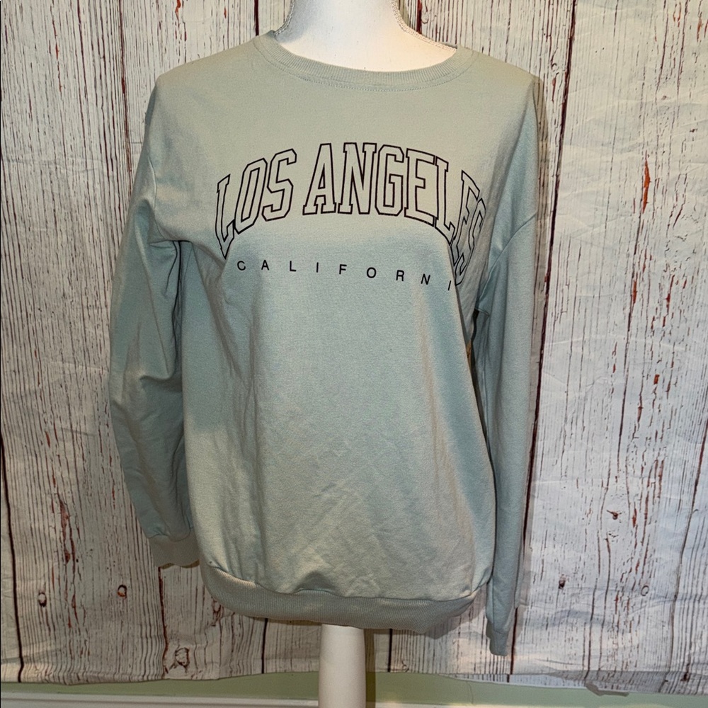 SHEIN Light Green Los Angeles Sweatshirt